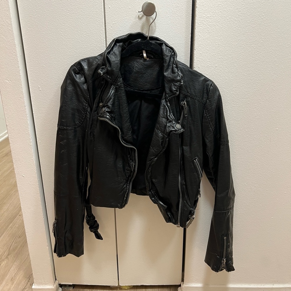 Cropped Leather Jacket from Free People